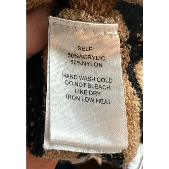 PROMESA Women's Cut Tan Black Striped Collared V Neck Knit Sweater Size M - Picture 8 of 8